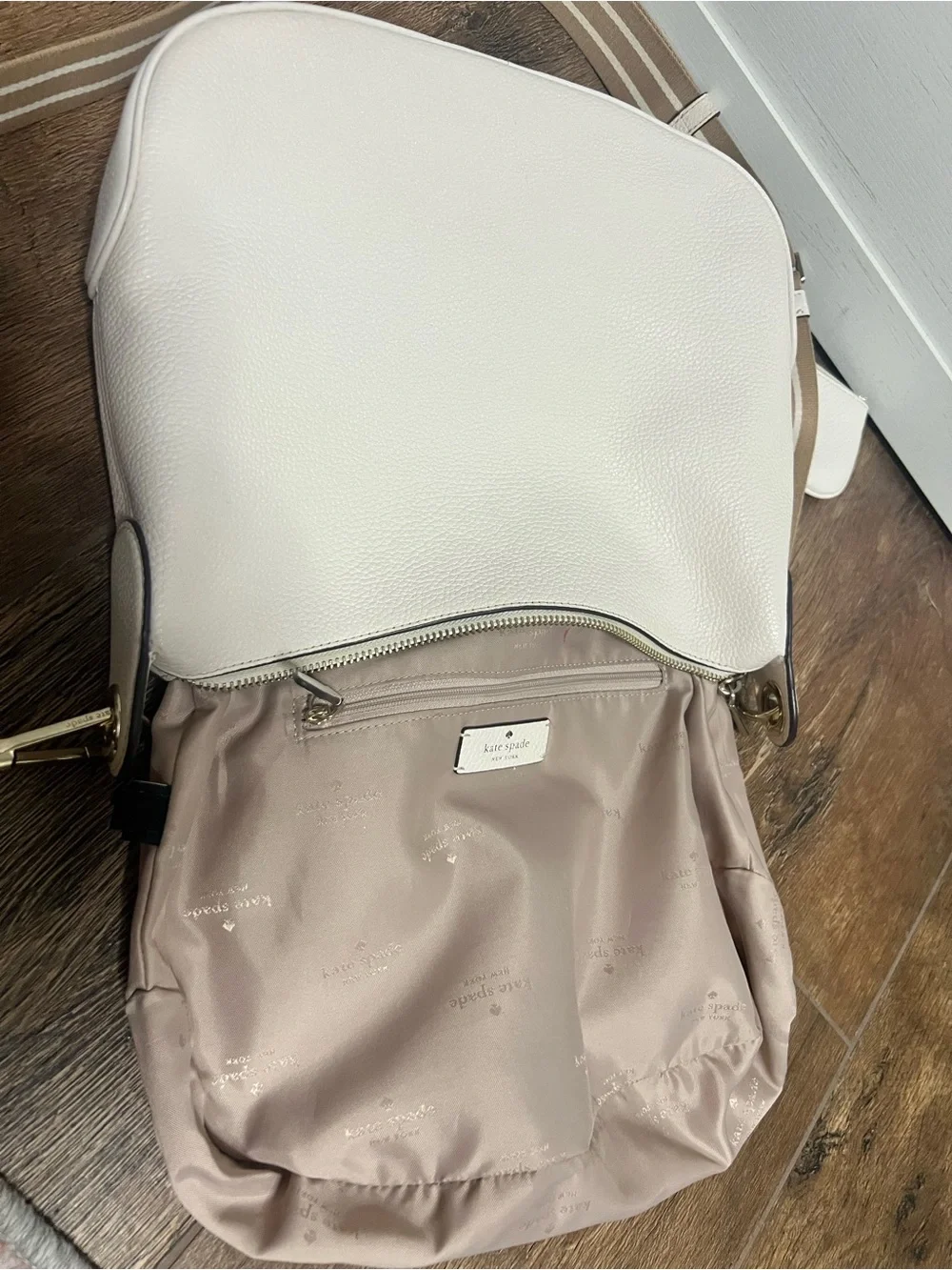 Kate Spade Rosie Crossbody Pebbled Leather Parchment White Bag With Pouch